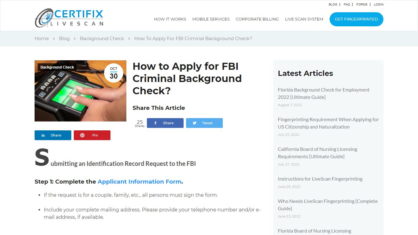 How to Apply for FBI Criminal Background Check? - Certifix Live Scan Blog